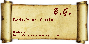 Bodzási Gyula névjegykártya